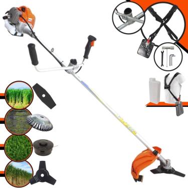 Imagem de Roçadeira  Vulcan VR430-P Motor 2T 43cc 10.000rpm 1,7HP Com Guidão Anti-Vibração, Carretel e Faca 3 Pontas + Faca 2 Pontas + Escova de Aço