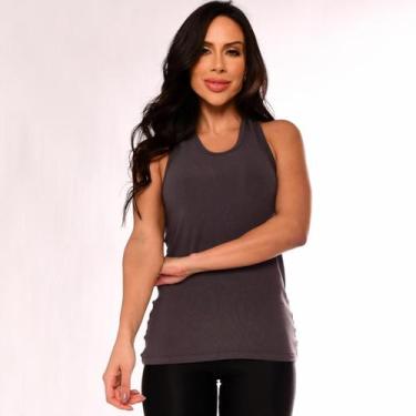Imagem de Camiseta Regata Fitness Feminina Cinza - VIBS FITWEAR, Cinza, M
