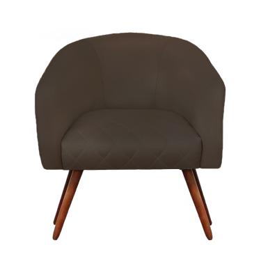 Imagem de Poltrona Bianca com Tressê Suede Marrom Pés Palito Castanho - D'Rossi