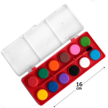 Imagem de Tinta Aquarela 12 Cores com Pincel e Estojo - Tudo em Caixa