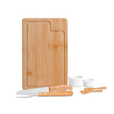 Imagem de Conjunto Para Churrasco / Petisco Em Bambu / Porcelana - 7 Pçs Welf