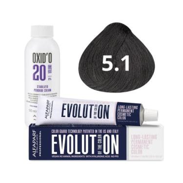 Imagem de Kit Alfaparf Evolution Of The Color 5.1 Castanho Claro Cinza 60ml + OX