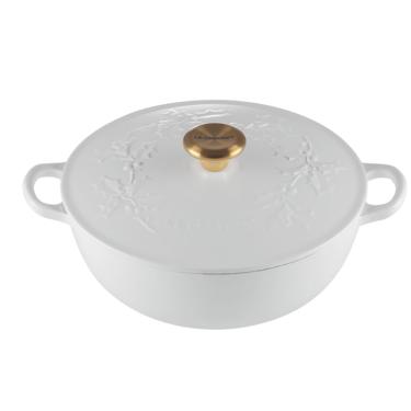 Imagem de Panela Marmita Holly Tradicional 26 cm com Pegador Dourado Branco Cotton Le Creuset