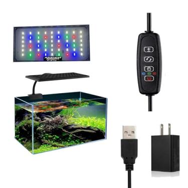 Imagem de Luminária de Aquário com Clipe 10W - LED Espectro Completo, Timer e Dimerização, 3 Modos de Iluminação para Plantas de Água Doce e Peixes Tropicais. Ideal para Tanques de 20-50 cm (3-8 Galões).