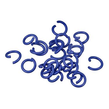 Imagem de Anéis de salto abertos, conectores coloridos de 8 mm para artesanato DIY, aço carbono, azul safira, 24 peças