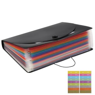 Imagem de ULTECHNOVO Caixa de pasta de arquivo de material PP resistente expansível pasta sanfonada armazenamento de mesa para escola e escritório