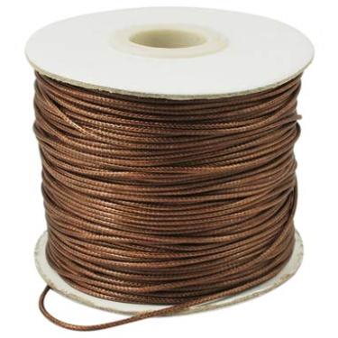 Imagem de Cordão de poliéster encerado coreano de 85 metros de 1 mm para amarrar fios redondos trançados marrom coco para pulseira faça você mesmo colar de macramê para fazer joias