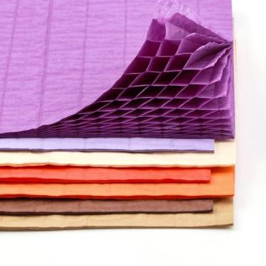 Imagem de Pacote com 7 blocos de papel colmeia de cores sortidas com linha de cola para artesanato 3D DIY e cartões pop-up, 30 camadas 21 x 14,7 cm, perfeitos para cartões comemorativos feitos à mão, projetos