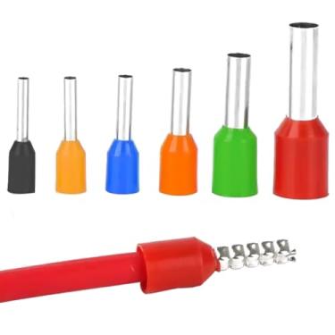 Imagem de Terminais tubulares Série VE 100 peças, conectores de manga de cobre pré-isolados 1510/2508/4009, conector de fio de terminais de prensa a frio tipo agulha (E2512 100 peças)