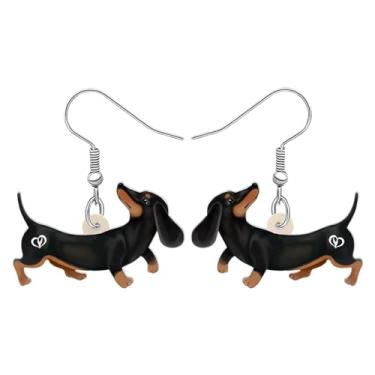 Imagem de Brincos de Dachshund fofos de acrílico com pingente de filhote de cachorro para mulheres, acessórios para mãe de cachorro, pingentes, presentes, Medium, Acrílico, Sem pedra preciosa