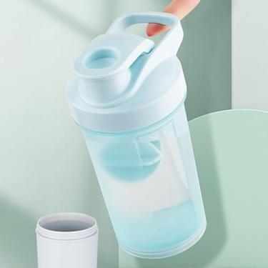 Imagem de 1 garrafa de água esportiva com tampa flip top, design à prova de vazamento, azul menta, 500 ml