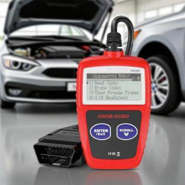 Imagem de OBD2 Scanner MS309 Leitor universal de código de falha do motor de carro, verifique o status da luz do motor e do monitor de emissão, ferramenta de digitalização de diagnóstico OBDII CAN, vermelho