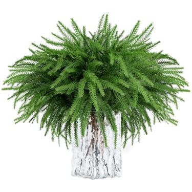 Imagem de Dexmary 12 pacotes de plantas artificiais para ambientes externos, samambaias de Boston, decoração de verão, plantas falsas, plástico resistente a UV, flores artificiais artificiais para ambientes