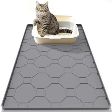 Imagem de Tapete de areia extra grande de silicone para gatos 96 x 66 cm, à prova d'água, tapete de armadilha de areia para gatos fácil de limpar, antiderrapante durável para caixa de areia