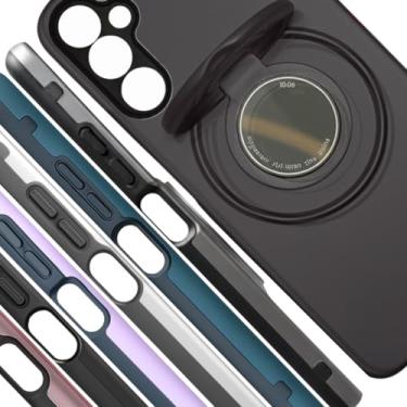 Imagem de Capa Galaxy A35 5G Capinha Anti-Choque Anel Segurança Apoio 360° Case Magnética Proteção Reforçada Interior Aveludado (Preto)
