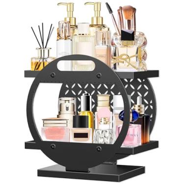 Imagem de Gouisalin Organizador de banheiro, organizador de perfume de 2 camadas, bandeja de suporte para bancada, organizador de maquiagem, prateleira de balcão de banheiro, suporte de cuidados com a pele