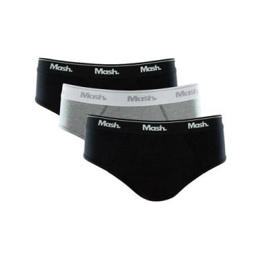 Imagem de Cueca Mash Slip Cotton Basic Preta/ Cinza Mescla Pack 3UN, L/G