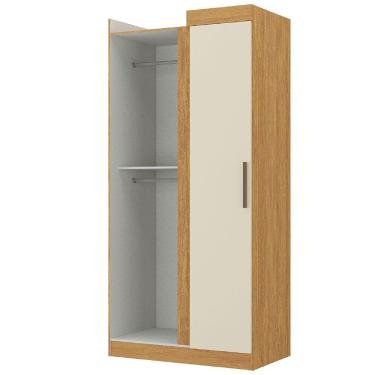 Imagem de Modulo De Guarda Roupas Canto Para Quarto Madrid Maxel Madeirado/off White