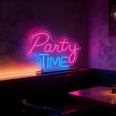 Imagem de Neonawall Party Time Neon Sign for Wall Decor Light Up Letters Business Led Sign Birthday Party Gift Led Decorative Night Signs Room Decor Parties Signs for Bar Club Grand Opening Game Room