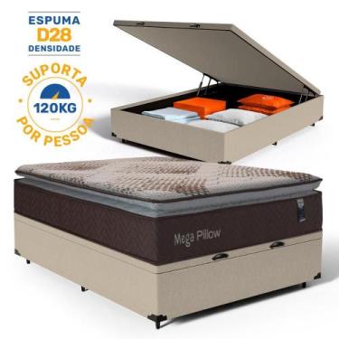 Imagem de Cama Box Baú com Colchão de Espuma Mega Pillow Casal 138 cm - Lucas Co