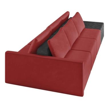Imagem de Sofá Ilha 3 Lugares Living 402cm Modulado Lary Veludo Pu Pto K01 Cor Vemelho
