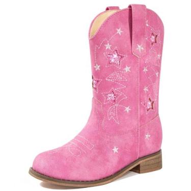 Imagem de Botas de cowboy Parrosoo 8901 para meninas, tamanho 9, rosa