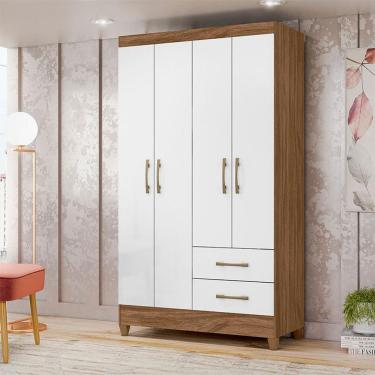 Imagem de Guarda Roupa Solteiro Ambiente Chile 4 Portas Naturale Branco - Moval