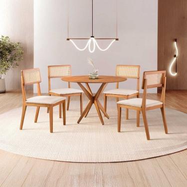 Imagem de Conjunto de Sala de Jantar Mesa 108 Cm com 4 Cadeiras Ava Nude