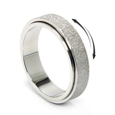 Imagem de Anel de ansiedade de aço inoxidável de titânio para mulheres e homens, anel fidget spinner, tamanho 6-12, largura 6 mm, 5 cores: ouro rosa, arco-íris, prata, preto-azul, 9, Metal, Sem pedra preciosa