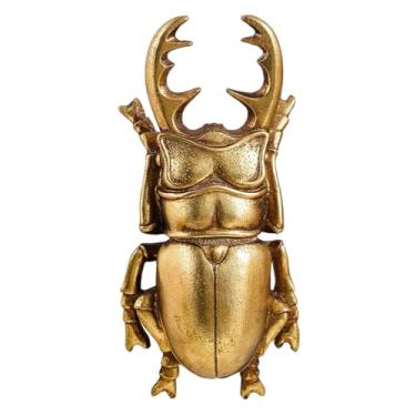 Imagem de IEUDNS Enfeite de besouro em resina dourada, besouro-veado, decoração vintage para mesa.