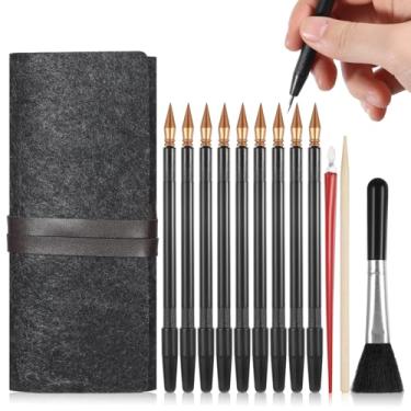 Imagem de 13 peças de ferramentas de arte de arranhão, conjunto de ferramentas de desenho para arranhar, incluindo bolsa de ferramentas, canetas de colorir para arranhar, caneta de plástico e madeira, raspador