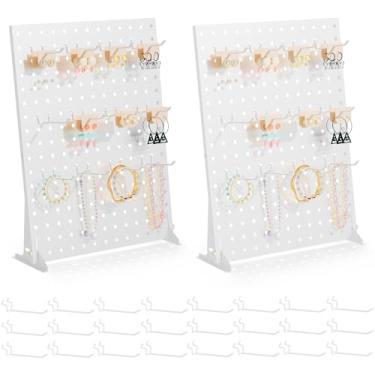 Imagem de Peg Board Display – Suporte de exibição de quadro de fornecedores com ganchos de pinos, suportes para shows e feiras de artesanato – Suporte de exibição de joias para acessórios – Conjunto de 2