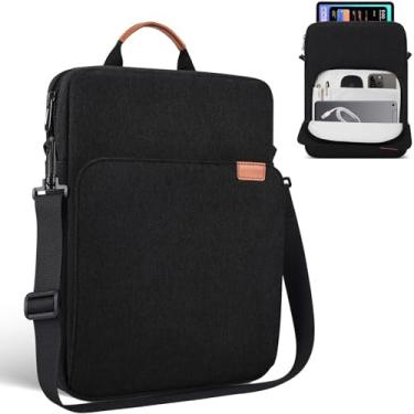 Imagem de Capa Case Bolsa para tablet de até 13 polegadas para iPad 9 10 11 Pro Air, Galaxy Tab A9 A11 S9 FE S6 S10 Lite, Xiaomi, MacBook Pro com alça cor Preta