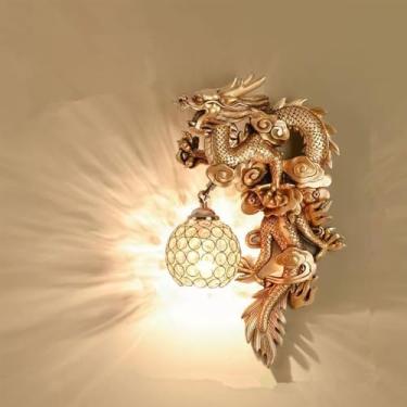 Imagem de Luminária de parede contemporânea em formato de dragão, personalizada e criativa, para decoração de sala de estar, quarto, escritório, casa de campo, hotel ou corredor, com luz LED (D Direit