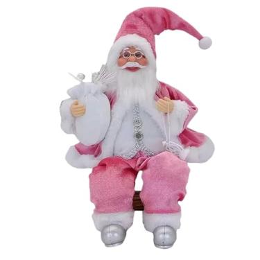Imagem de Papai Noel Sentado Enfeite Natalino Decoração de Natal (Rosa)