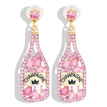 Imagem de Brincos de champanhe para mulheres, presentes de tequila para Natal, cristal, taça de vinho, brincos de martini, brincos de tequila, brincos de margarita, joia de festa e celebração, Adjustable,