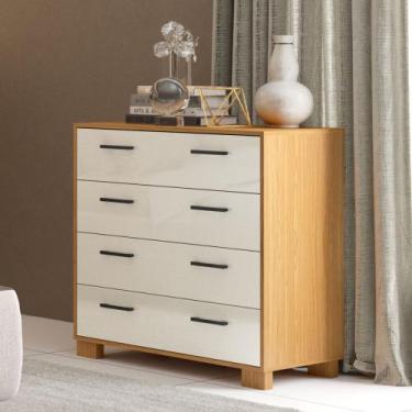 Imagem de Cômoda com 4 gavetas 90cm 100% MDF W344 Dalla Costa, Freijó/Off White