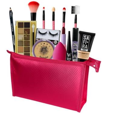 Imagem de Kit Maquiagem Bolsa Necessaire Profissional Completa Paleta Sombras Pincéis Rosa (MEDIA)