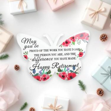 Imagem de Generic 1 peça padrão de borboleta de sinalização decorativa H80 acrílico vermelho verde 12 x 8 x 1 cm