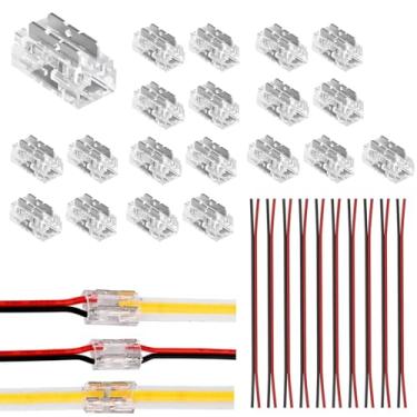 Imagem de ENQIMAOYI Conectores de luz LED COB, 20 peças 5 mm 2 pinos 9 em 1 conector de fita de fita de 9 tipos, formato L-T-X para faixa de LED de cor única IP20 COB 5 mm