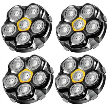 Imagem de Cabeças de barbear magnéticas de substituição de 6 lâminas compatíveis com cabeças de lâmina 6D compatíveis com barbeadores de cabeça para homens carecas, pacote com 4 tamanhos de viagem