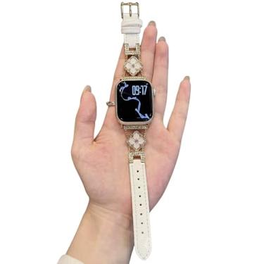 Imagem de Pulseira feminina de cobre prata com trevo de quatro folhas compatível com Apple Watch séries 11 10 9 8 7 6 5 4 mm 4 mm e 3 SE Ultra(38/40/41/42(S11))