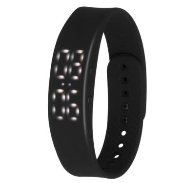 Imagem de Pulseira inteligente de LED ajustável de silicone para pedômetro esportivo com função de alarme preta