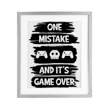 Imagem de Stupell Industries One Mistake It's Game Over Impressão emoldurada cinza sob vidro, design por Marcus Prime, 21 x 17