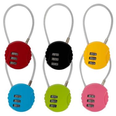 Imagem de 6 fechaduras de combinação de dígitos - Mini cadeado de corda de arame impermeável para uso externo, para bagagem, mochila, armário de academia, caixa de ferramentas - 6 cores sortidas