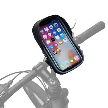 Imagem de RidingRush Suporte de telefone para guidão de bicicleta, bolsa de suporte de telefone de bicicleta à prova d'água com viseira solar, capa de telefone para tela sensível ao toque para telefones de até