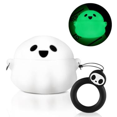 Imagem de Boaretiu Capa para Airpods 4ª – Luminoso Fantasma Kawaii Fofo com Chaveiro para AirPods 4ª Geração (2024) Engraçado 3D Silicone Macio Divertido Legal para Meninas Mulheres Adolescentes para Airpods 4