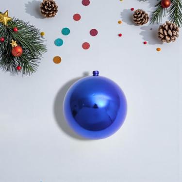 Imagem de Generic 1 peça de enfeites de bolas de Natal bola de Natal sem laço de plástico azul brilhante 8 cm