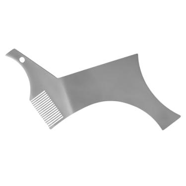 Imagem de BOGEEL Modelador de barba de aço inoxidável com pente, ferramenta de modelagem de barba, guia de modelagem, pente para homem