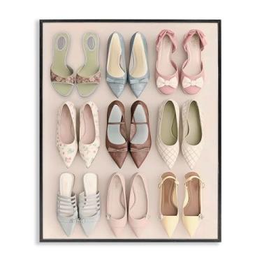 Imagem de Stupell Industries Beatrice's Closet Shoes Arte giclée emoldurada preta, design por Annabelle Hall, 76 x 61 cm